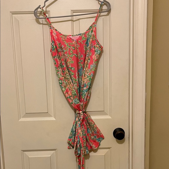 Lilly Pulitzer Pink and Green Floral Romper - Picture 3 of 6